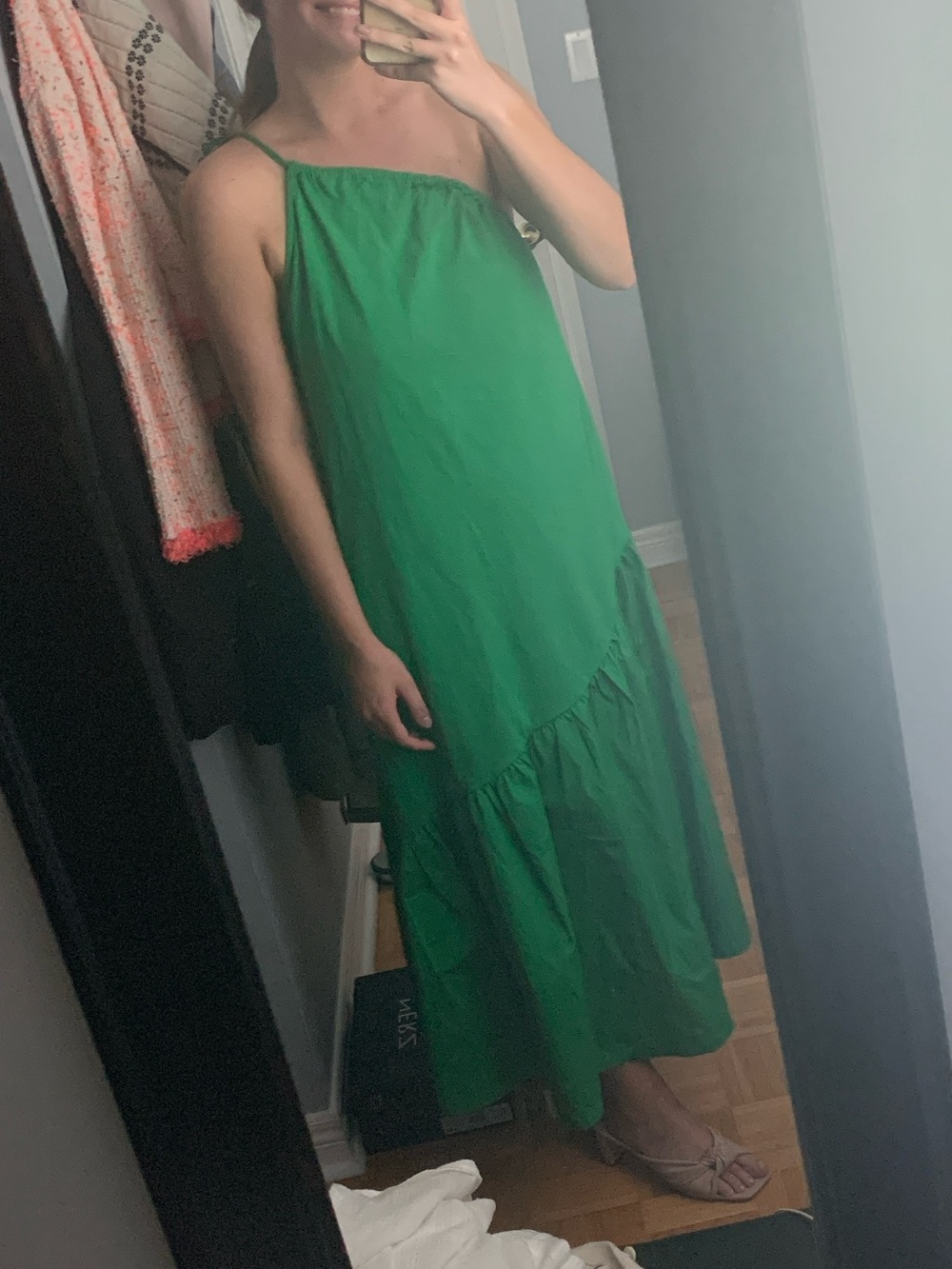 Zara One-Shoulder Green Maxi Dress - Picture 6 of 6